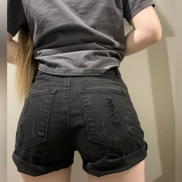 Kancan Black Denim Shorts. - Picture 3 of 3